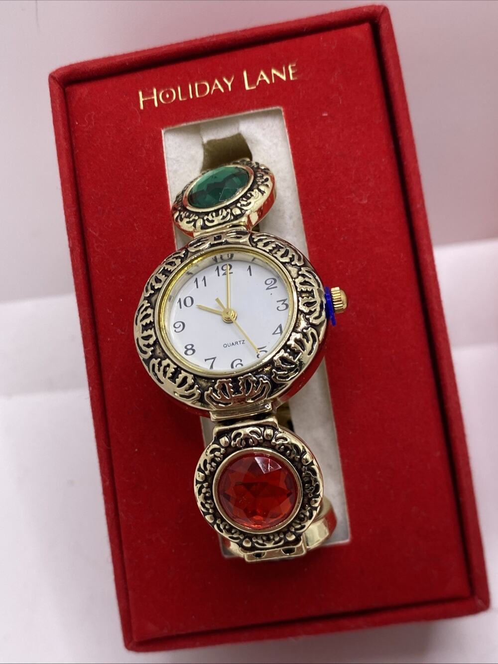 Macys Holiday Lane Womens Gem Watch Works New Battery In Box